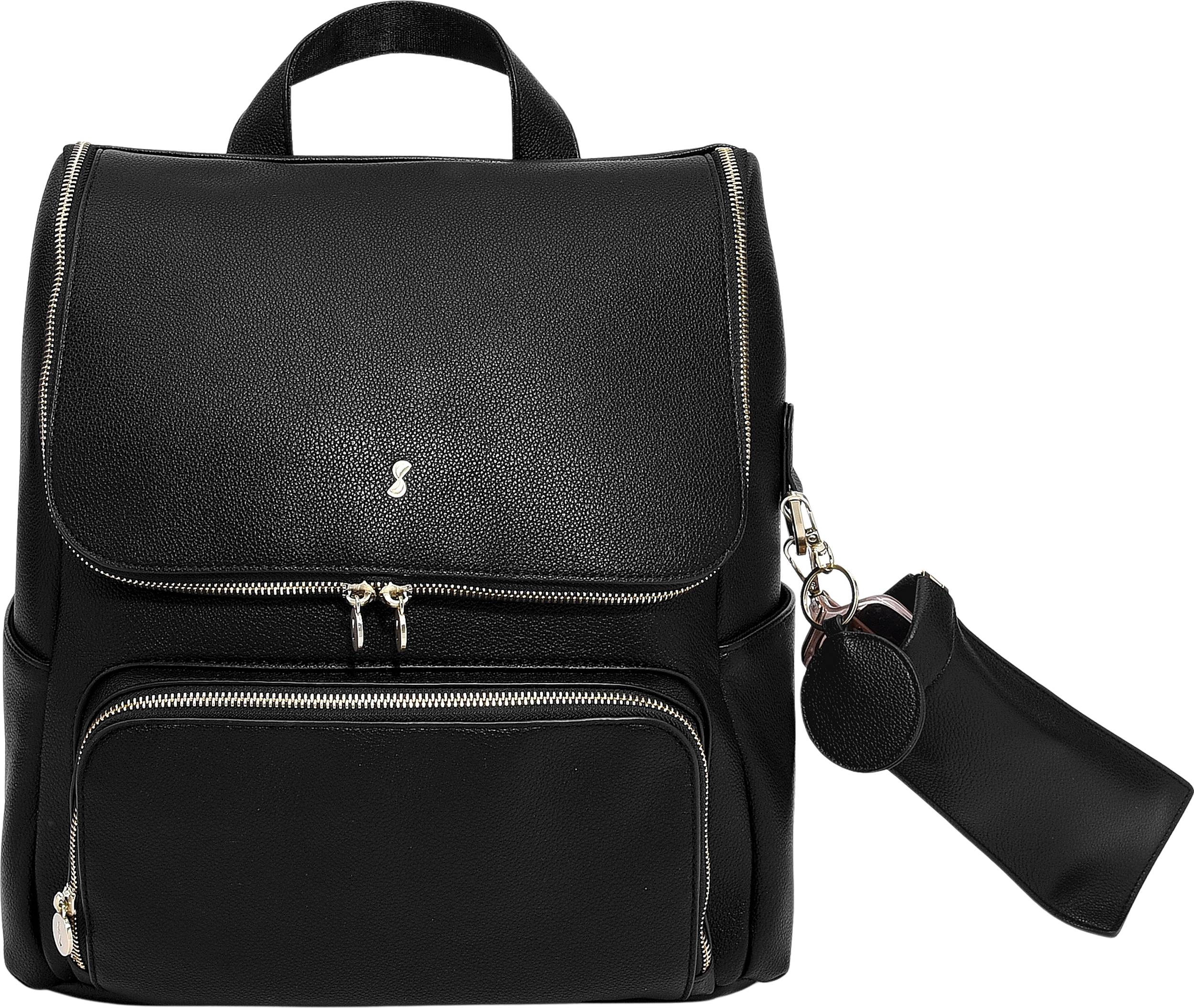 Plecak z lusterkiem, brelokiem, etui na karty i na okulary Stackers Luxury czarny 5 el.