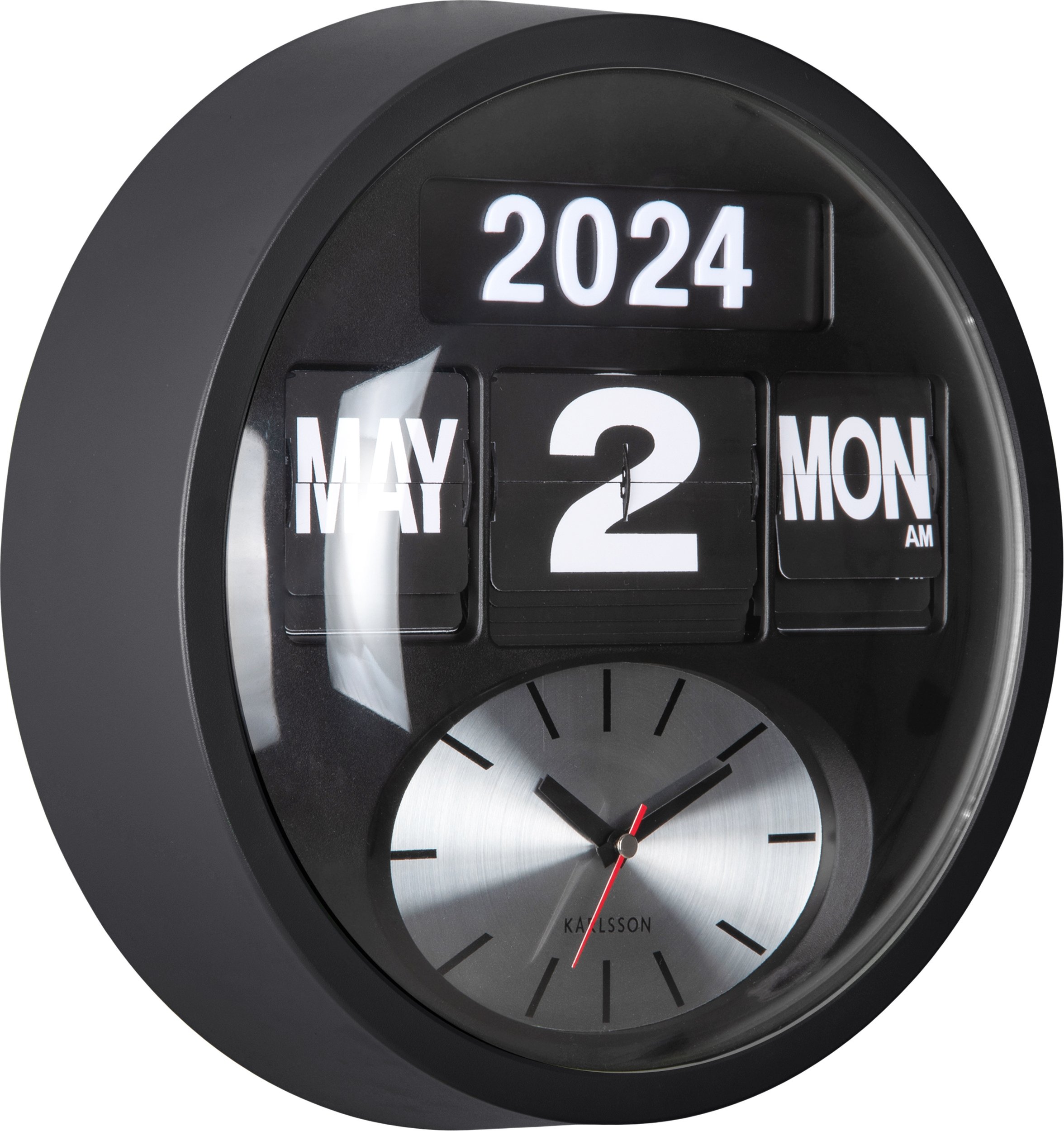 Zegar ścienny Round Flip czarny