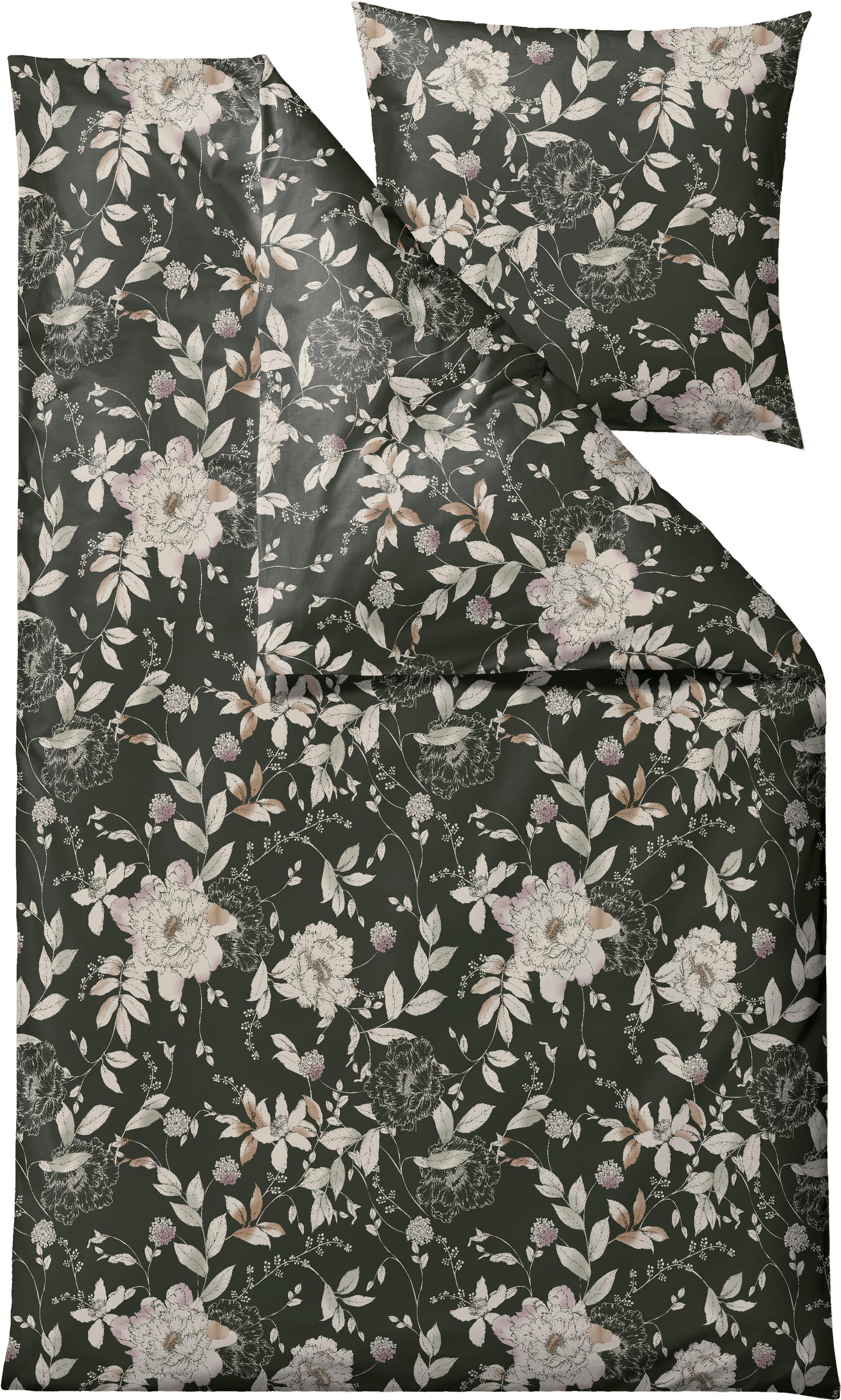 Pościel Garden Bloom 140 x 200 cm zielona z poszewką na poduszkę 60 x 63 cm