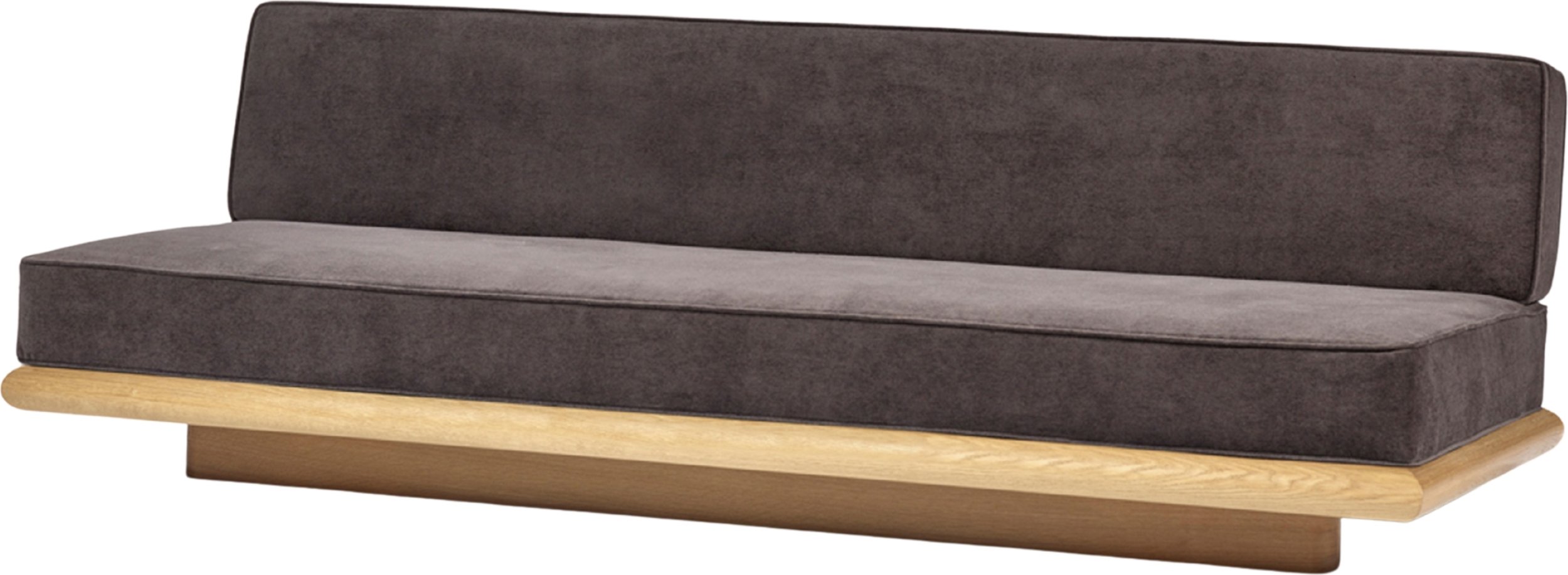 Sofa Ono Velvet 234 cm ciemnobrązowa dąb naturalny