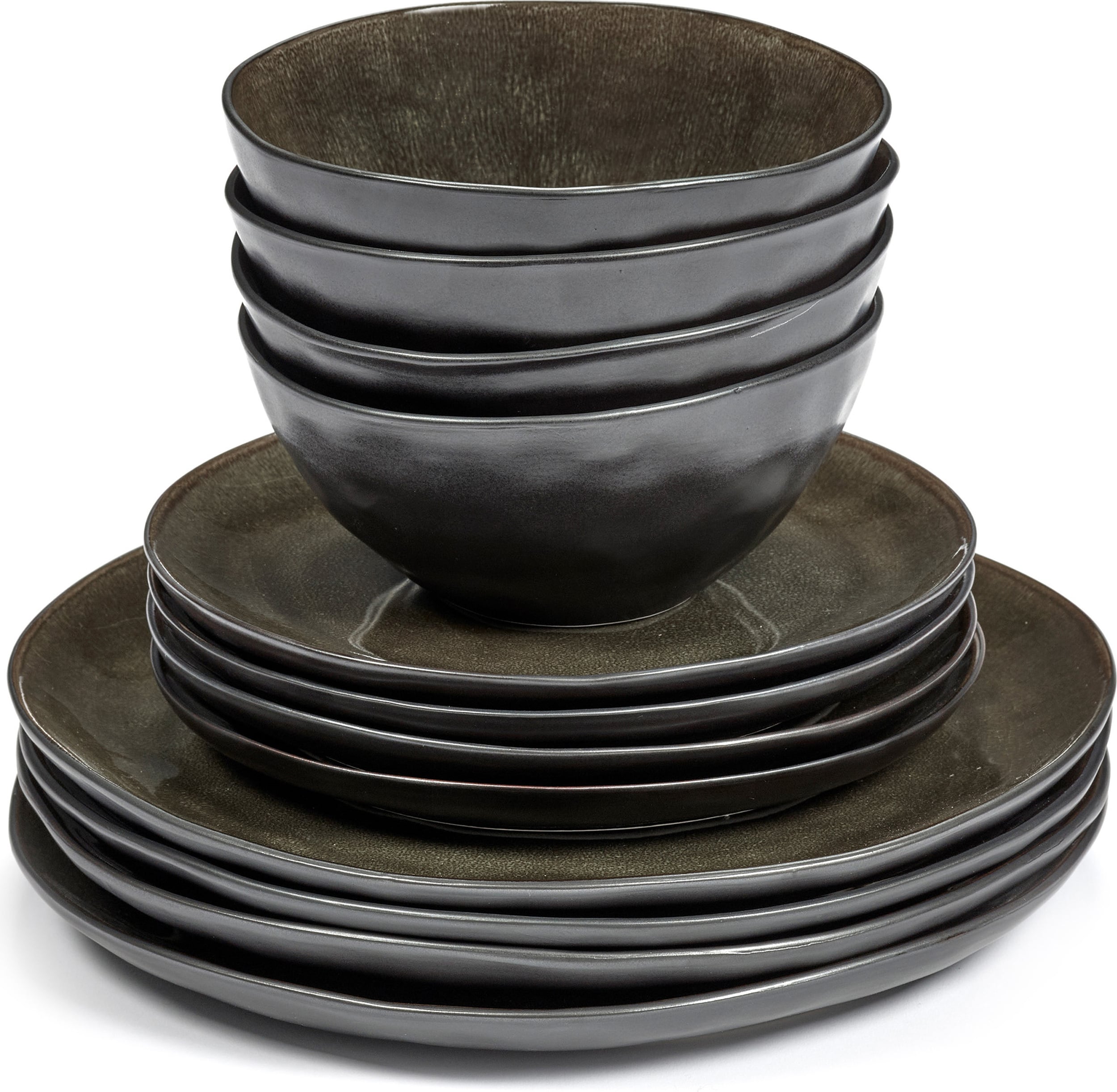 Zestaw obiadowy Pure brązowy 12 el.