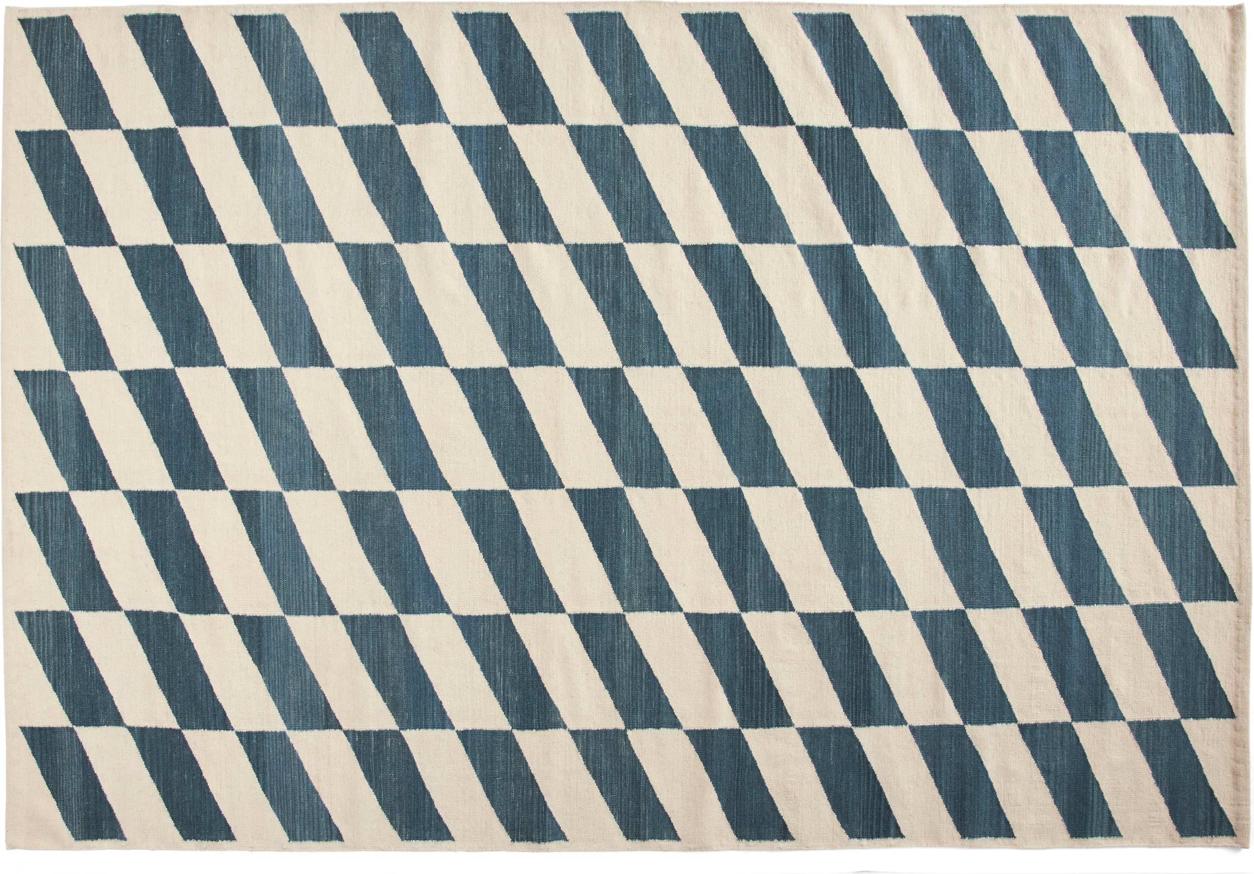 Dywan Shift Kelim 200 x 300 cm niebiesko-beżowy