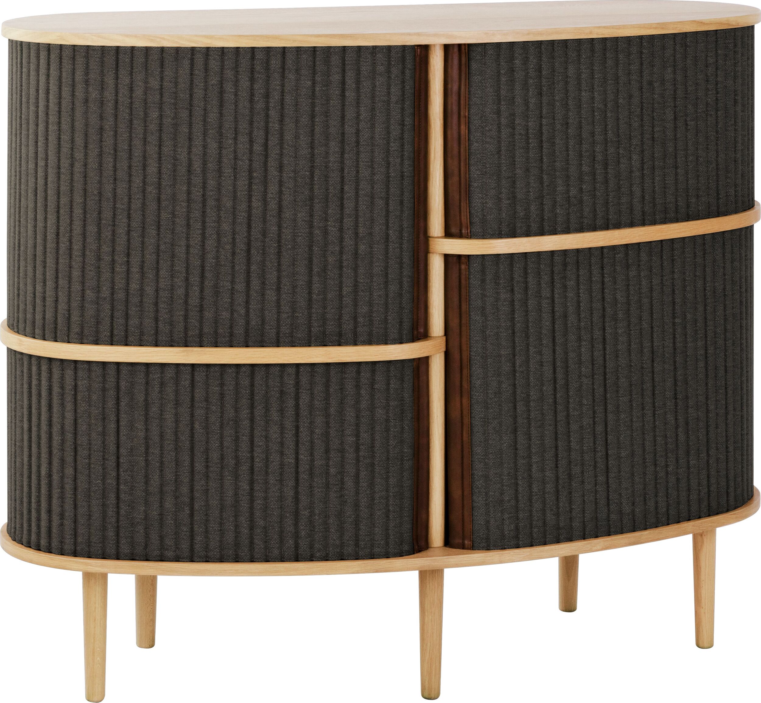 Szafka Audacious wysoka ciemnoszara na dębowych nogach