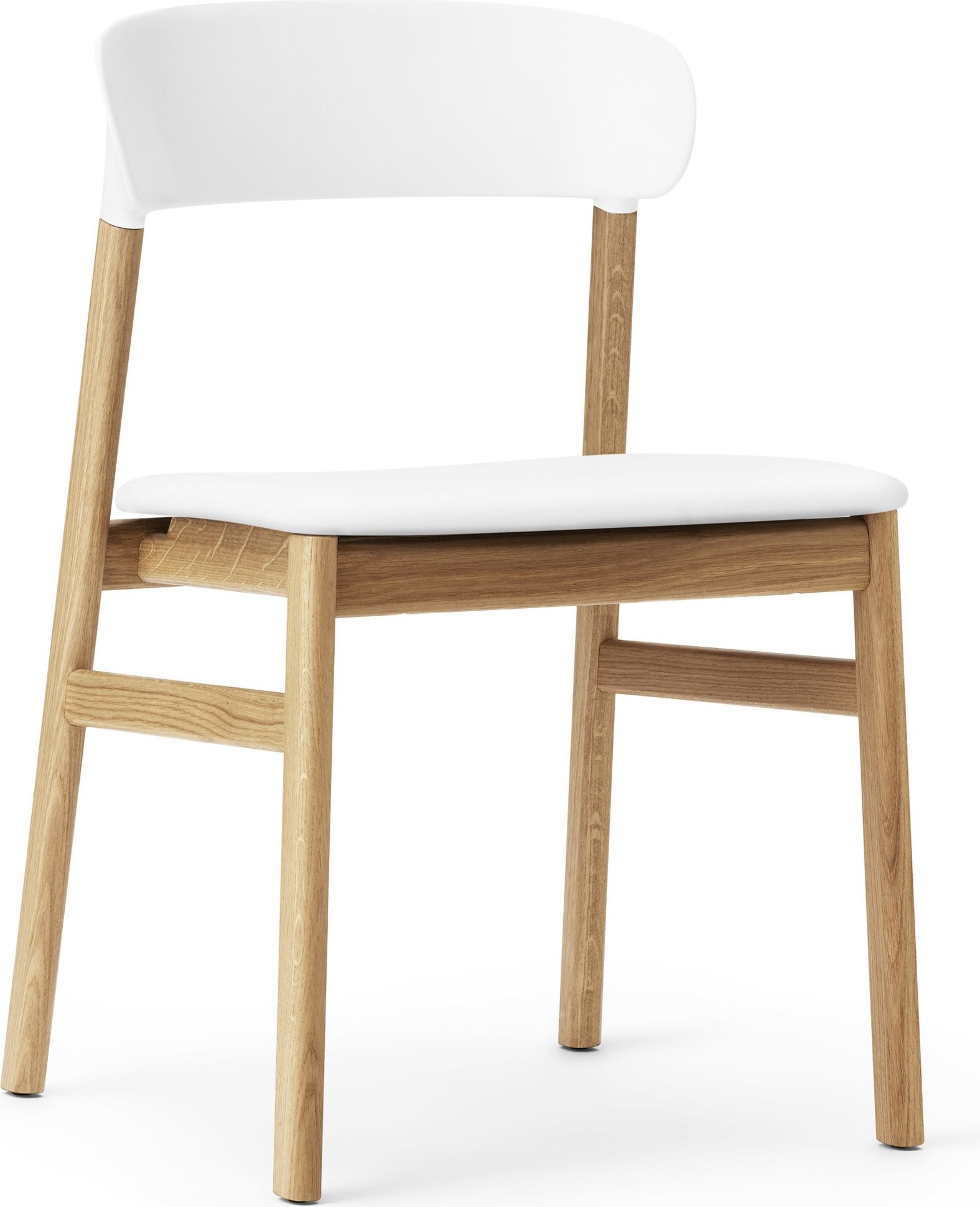 Krzesło Herit jasny dąb siedzisko skórzane białe