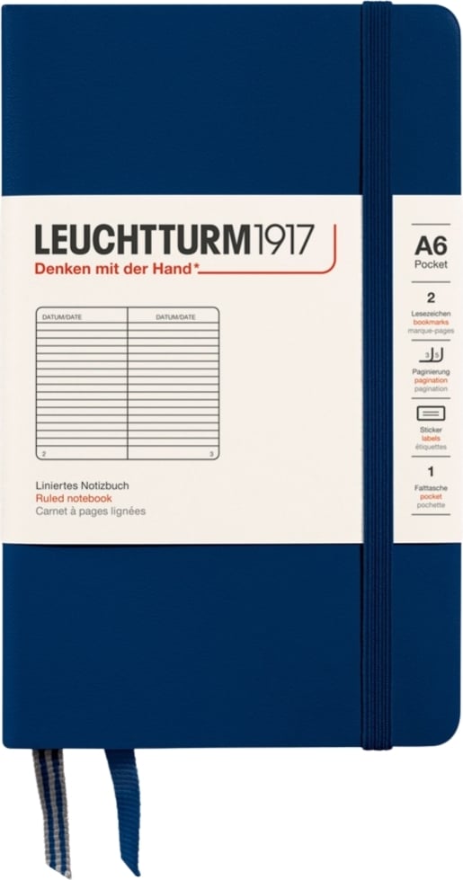 Notes w linię w twardej oprawie Leuchtturm 1917 A6 187 stron granatowy 80 g/m²