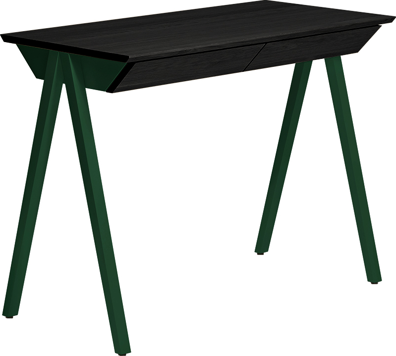 Biurko Vogel małe z czarnym blatem zielone nogi