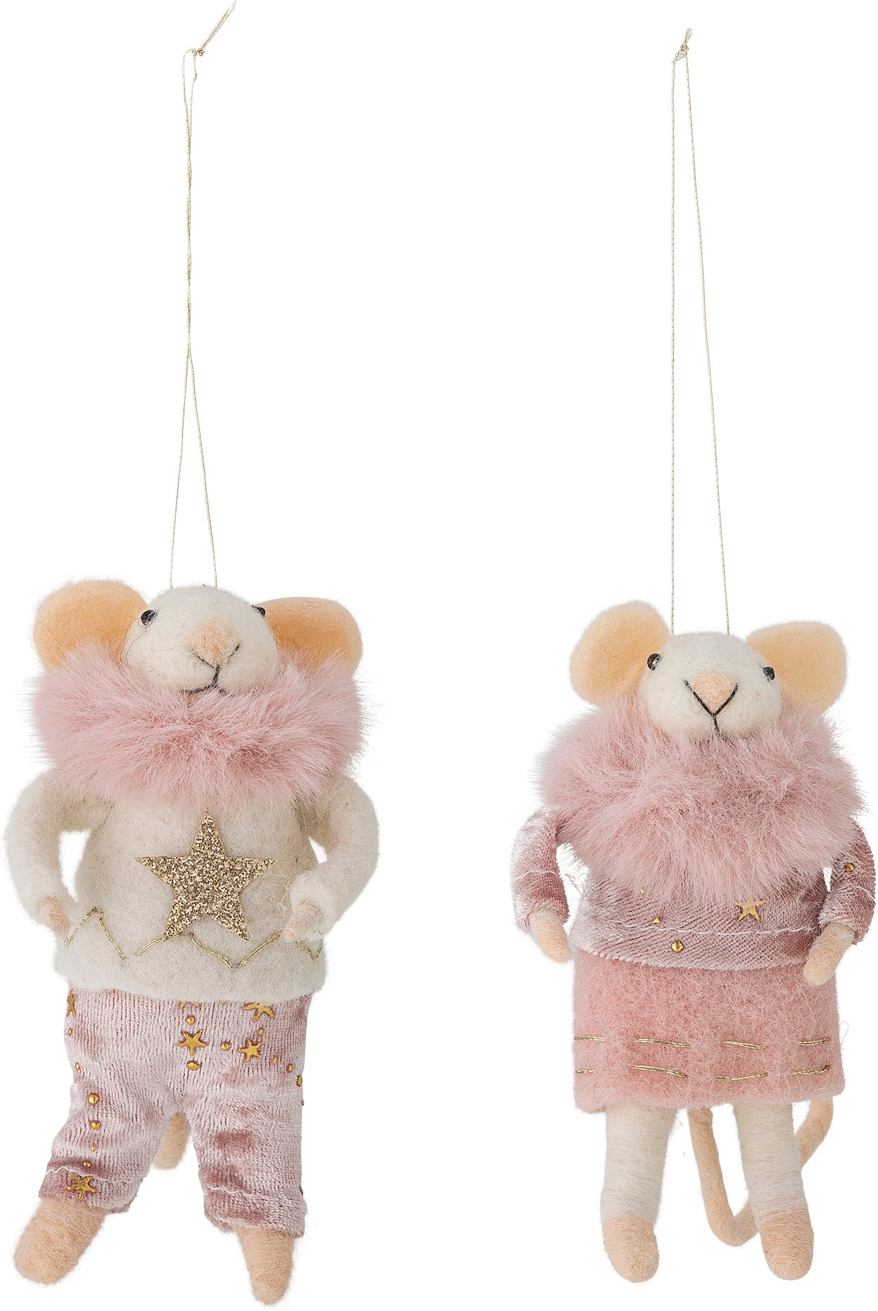 Ozdoby choinkowe Peo myszki różowe 2 szt.