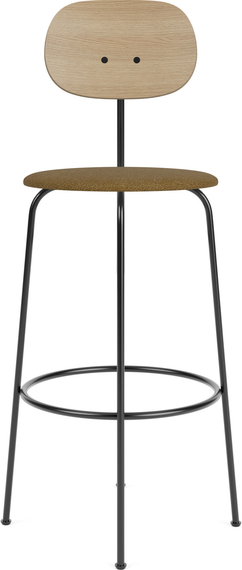 Krzesło barowe Afteroom Plus Bouclé 107,5 cm brązowe oparcie jasny dąb z tapicerowanym siedziskiem