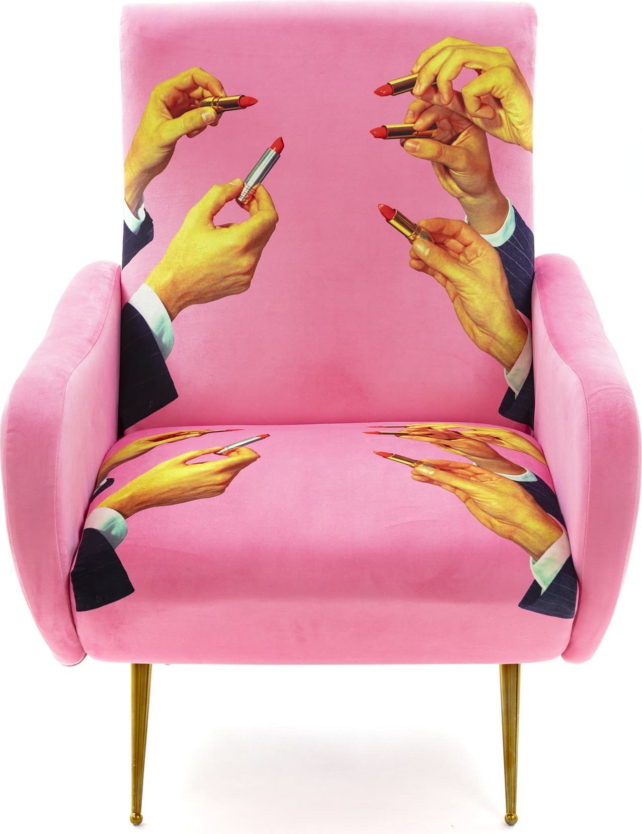 Fotel z wysokim oparciem Seletti Wears Toiletpaper Lipsticks Pink