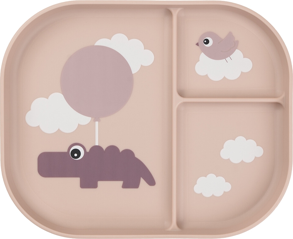 Talerzyk Foodie Happy Clouds różowy z przegródkami
