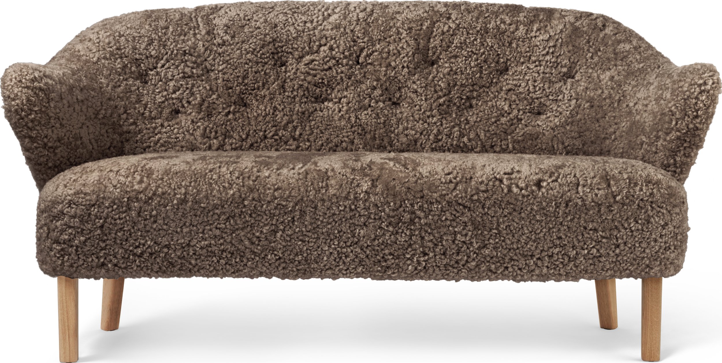 Sofa dwuosobowa Ingeborg Sheepskin brązowa na dębowych nogach