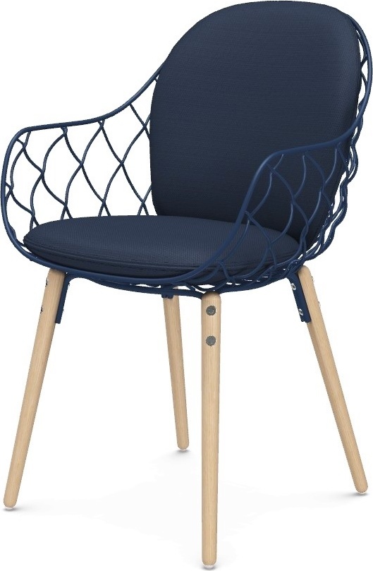 Krzesło Pina pełne niebieskie materiał Steelcut 2 nogi jesion