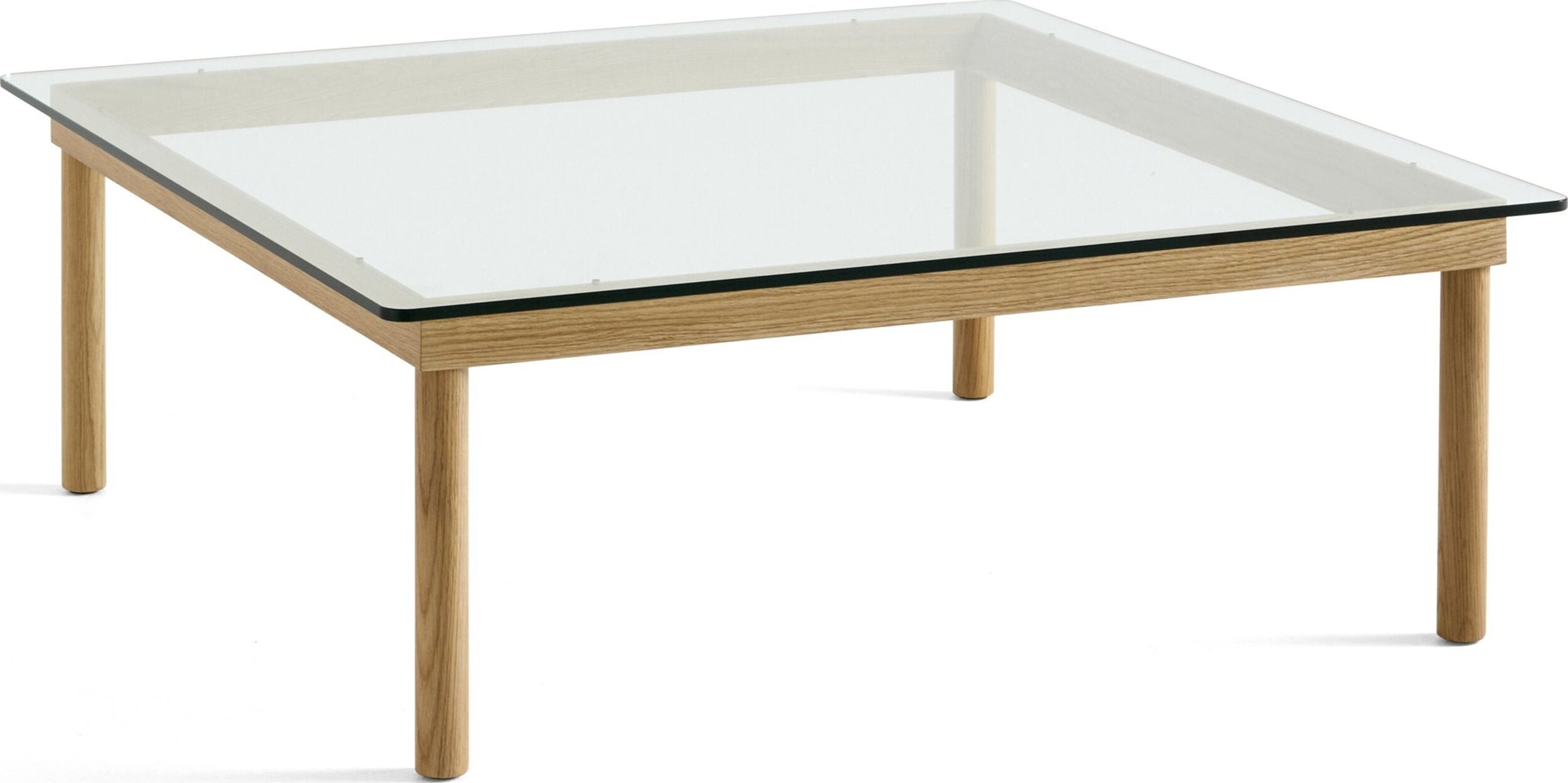 Stolik kawowy Kofi 100 x 100 cm blat szkło gładkie z nogami dąb