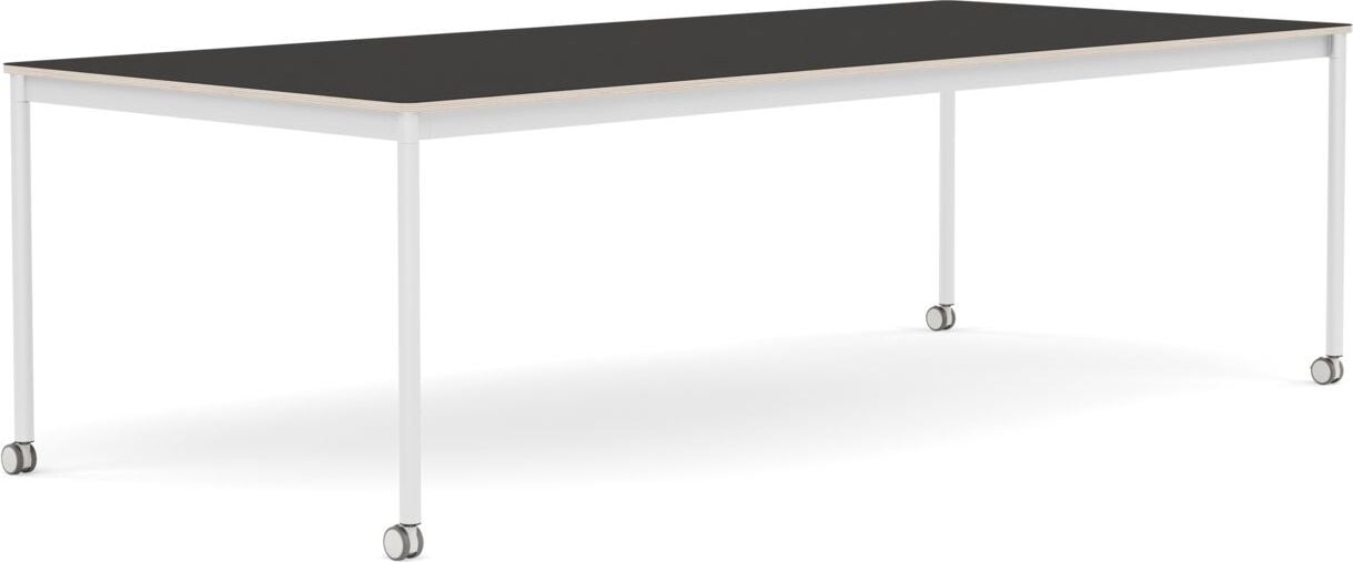 Stół na kółkach Base 110 x 250 cm czarny linoleum nogi białe