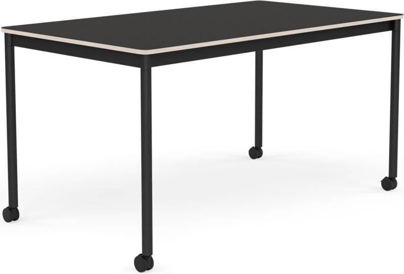 Stół na kółkach Base 80 x 140 cm czarny linoleum nogi czarne