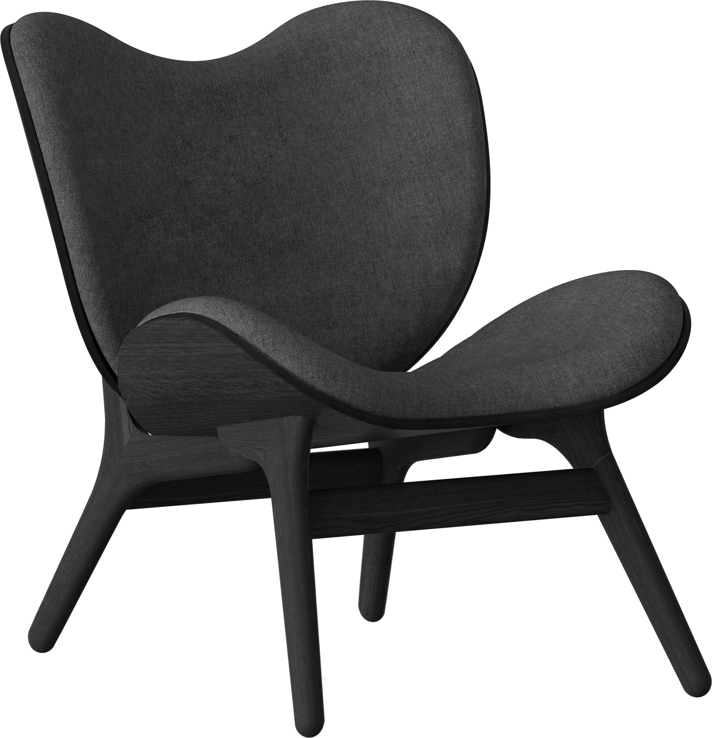 Fotel Conversation Piece ciemnoszary na czarnych dębowych nogach