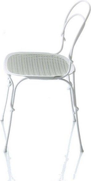 Krzesło Vigna rama biała siedzisko szare