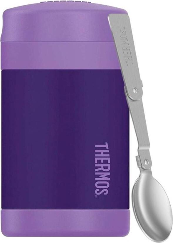 Termos obiadowy dla dzieci ze składaną łyżką FUNtainer 470 ml fioletowy 2 el.