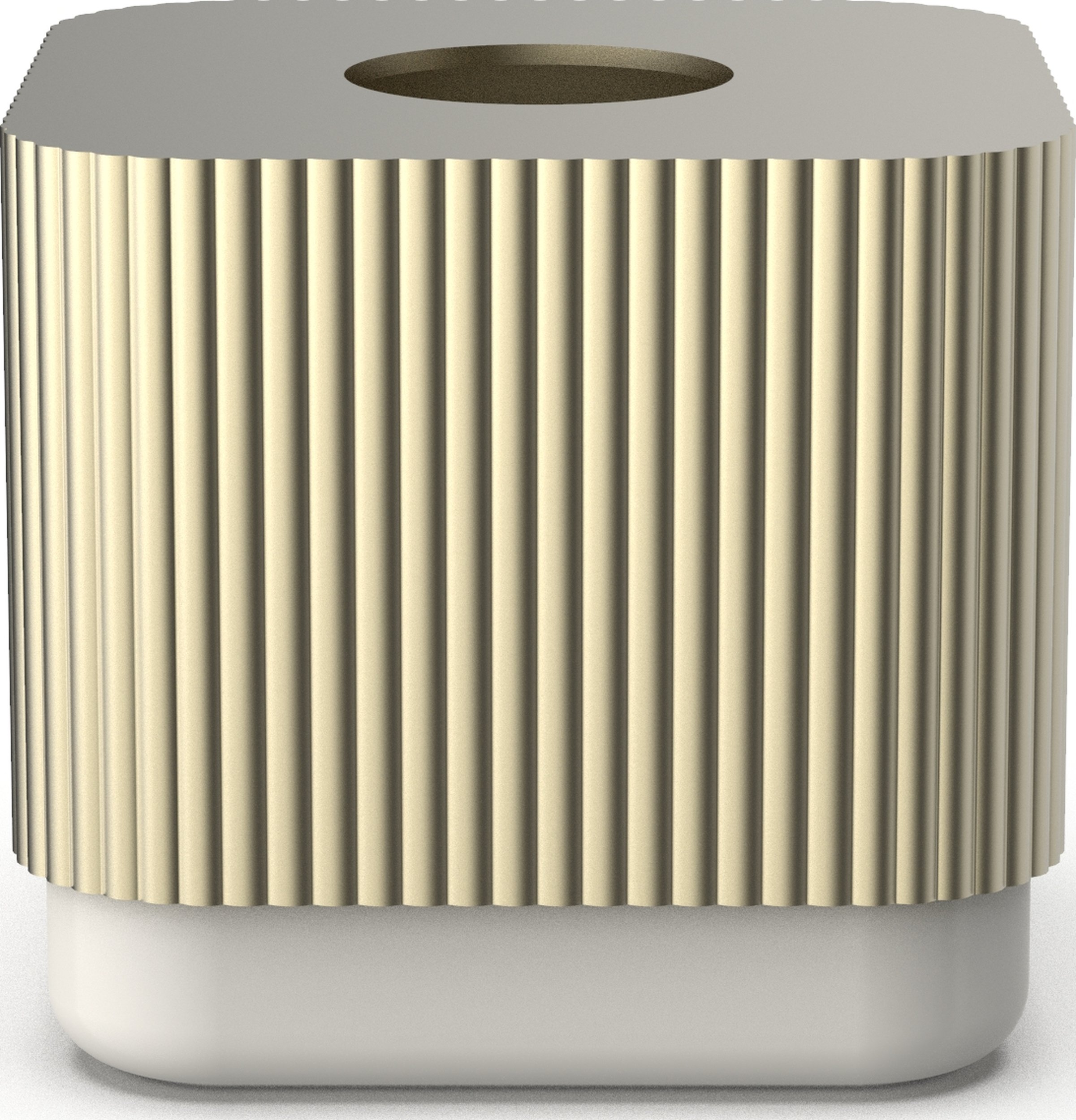 Pojemnik na chusteczki Of Line kremowy ze złotą pokrywką