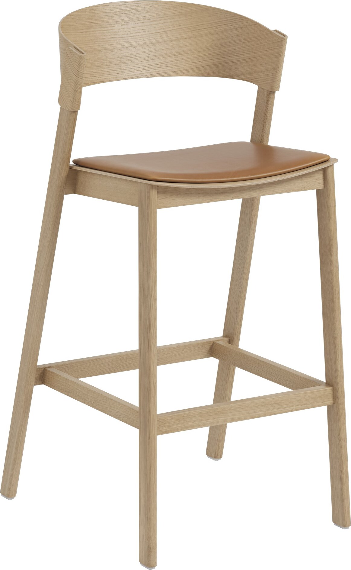 Stołek barowy Cover 75 cm jasny dąb z tapicerowanym siedziskiem