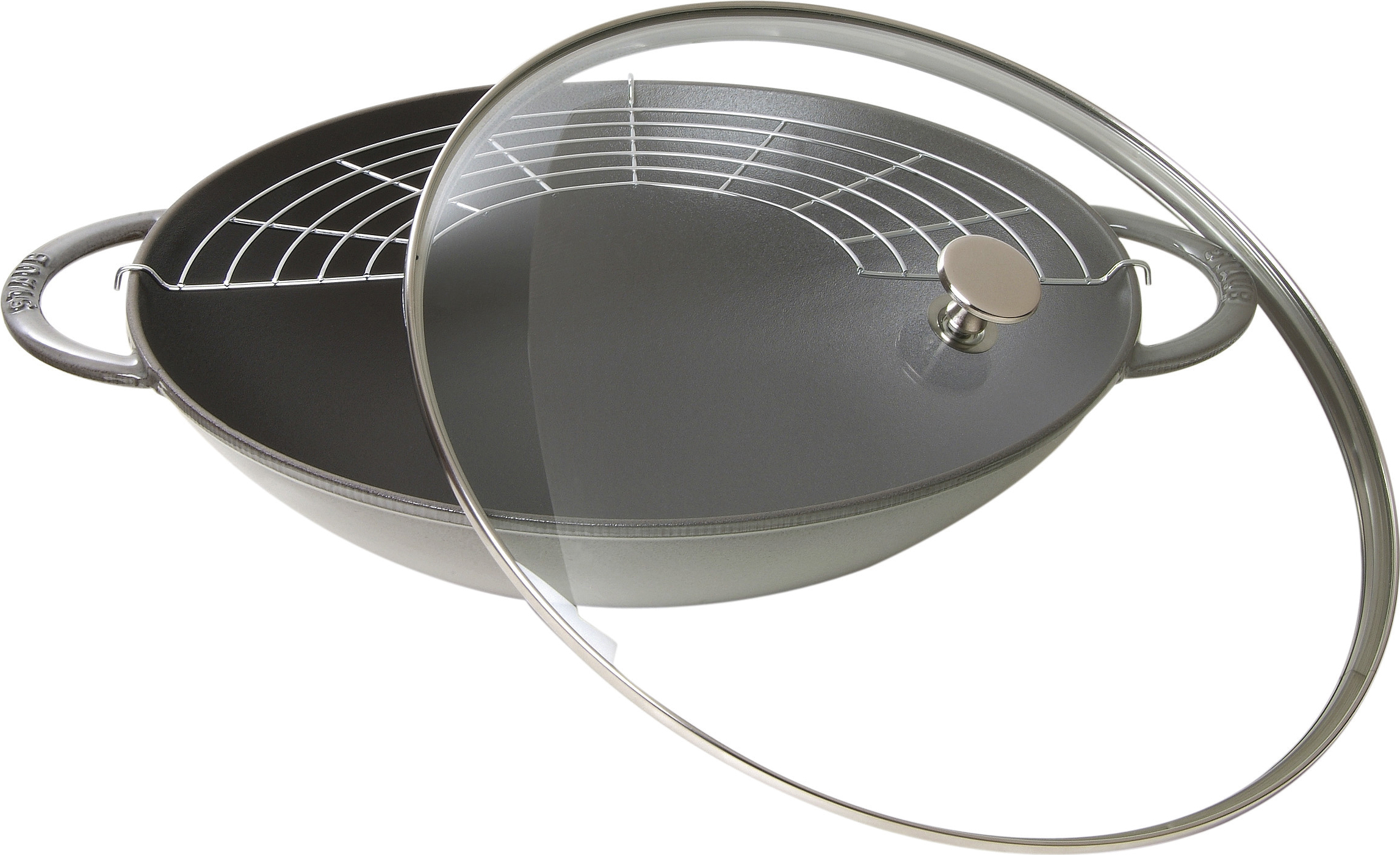 Wok Staub 37 cm grafitowy z pokrywą