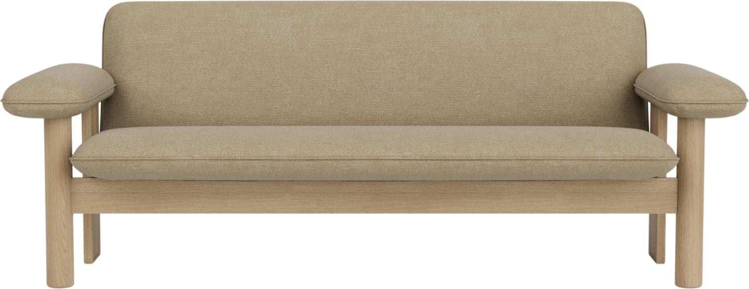 Sofa dwuosobowa Brasilia beżowa na dębowych nogach