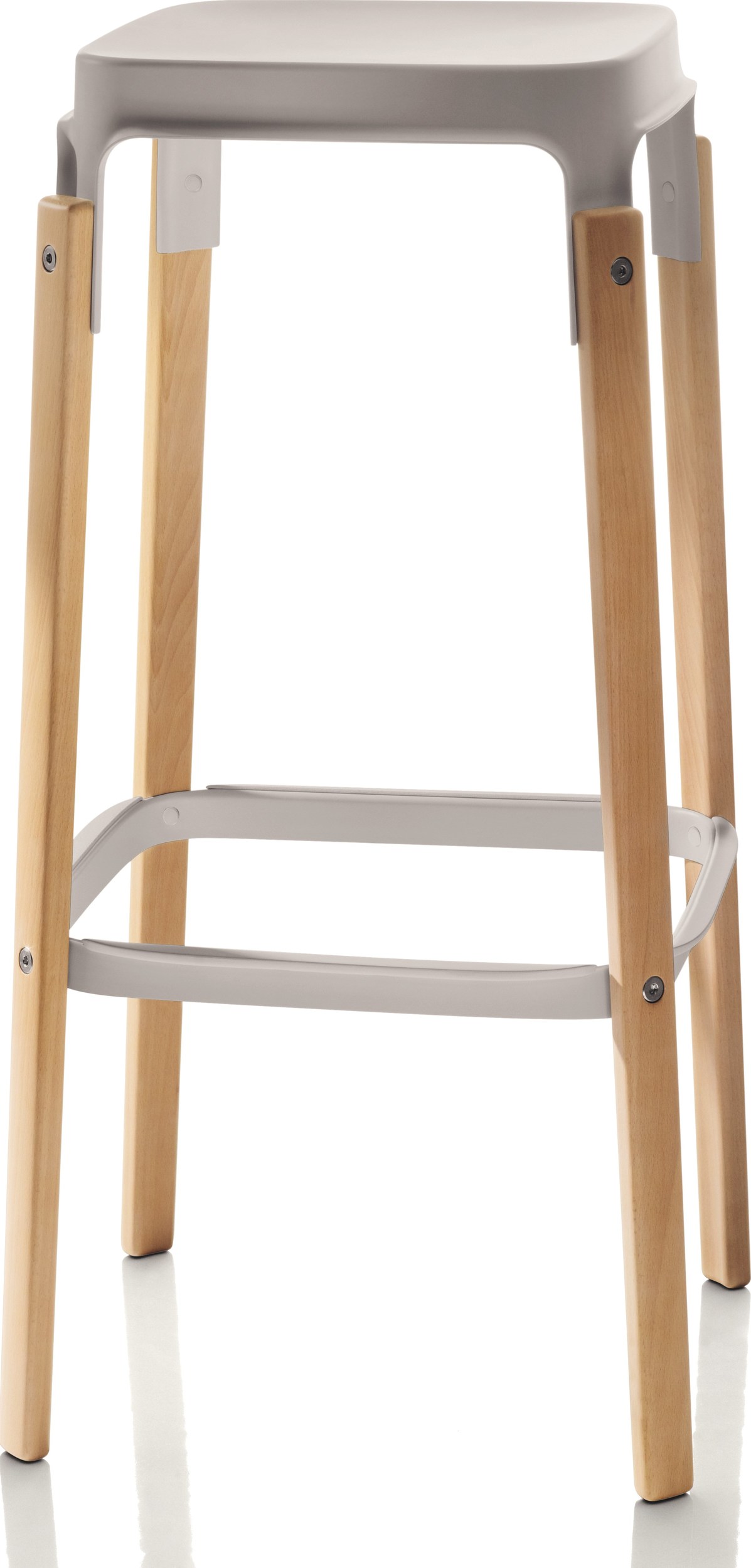 Stołek barowy Steelwood 68 cm dąb siedzisko szare