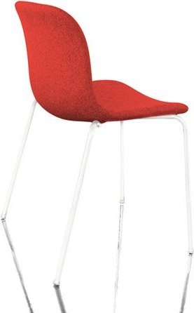 Krzesło Troy tapicerowane lakierowane nogi białe siedzisko czerwone