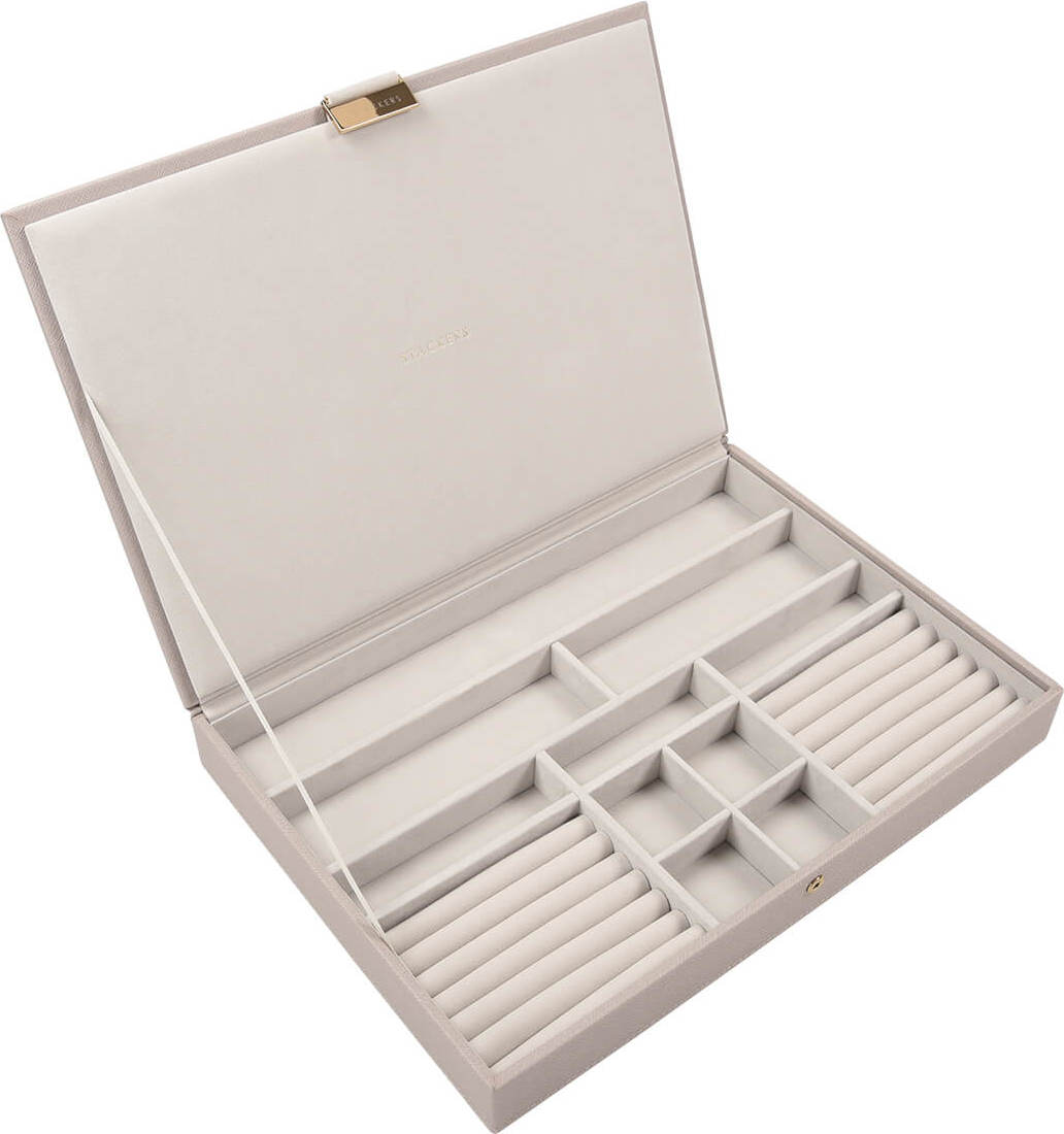 Szkatułka na biżuterię Stackers supersize velvet taupe z pokrywką
