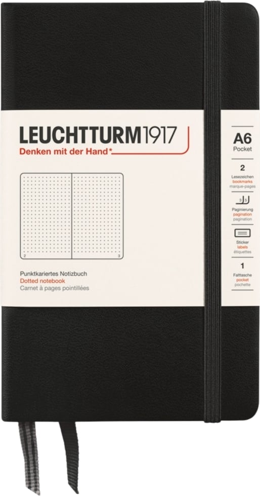 Notes w kropki w twardej oprawie Leuchtturm 1917 A6 187 stron czarny 80 g/m²