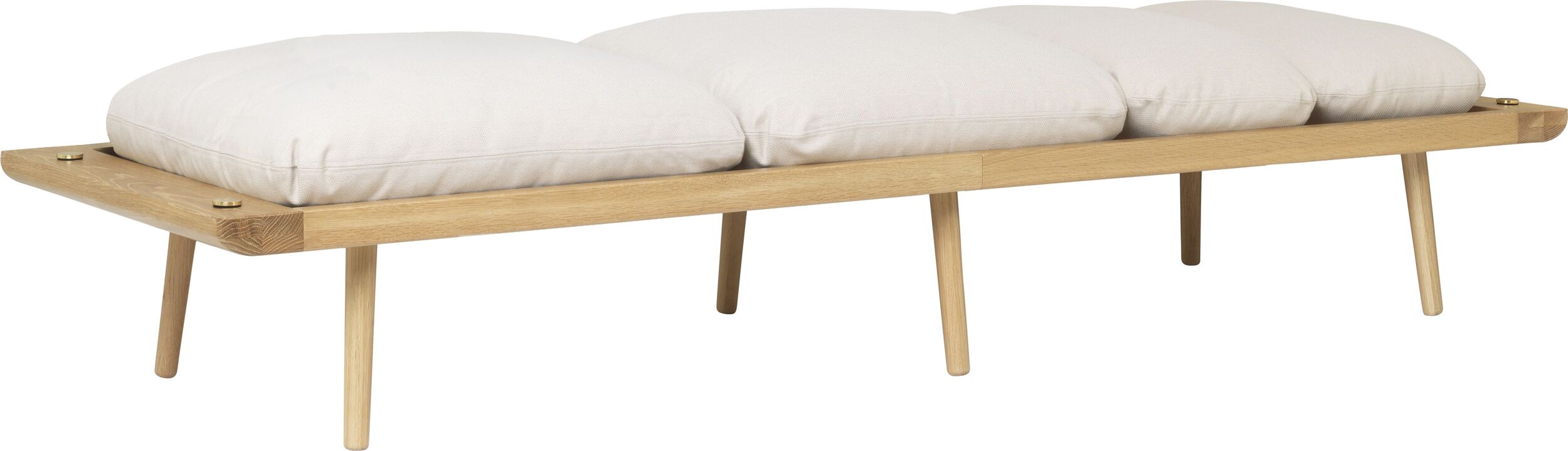 Leżanka Lounge Around jasnopiaskowa na dębowych nogach