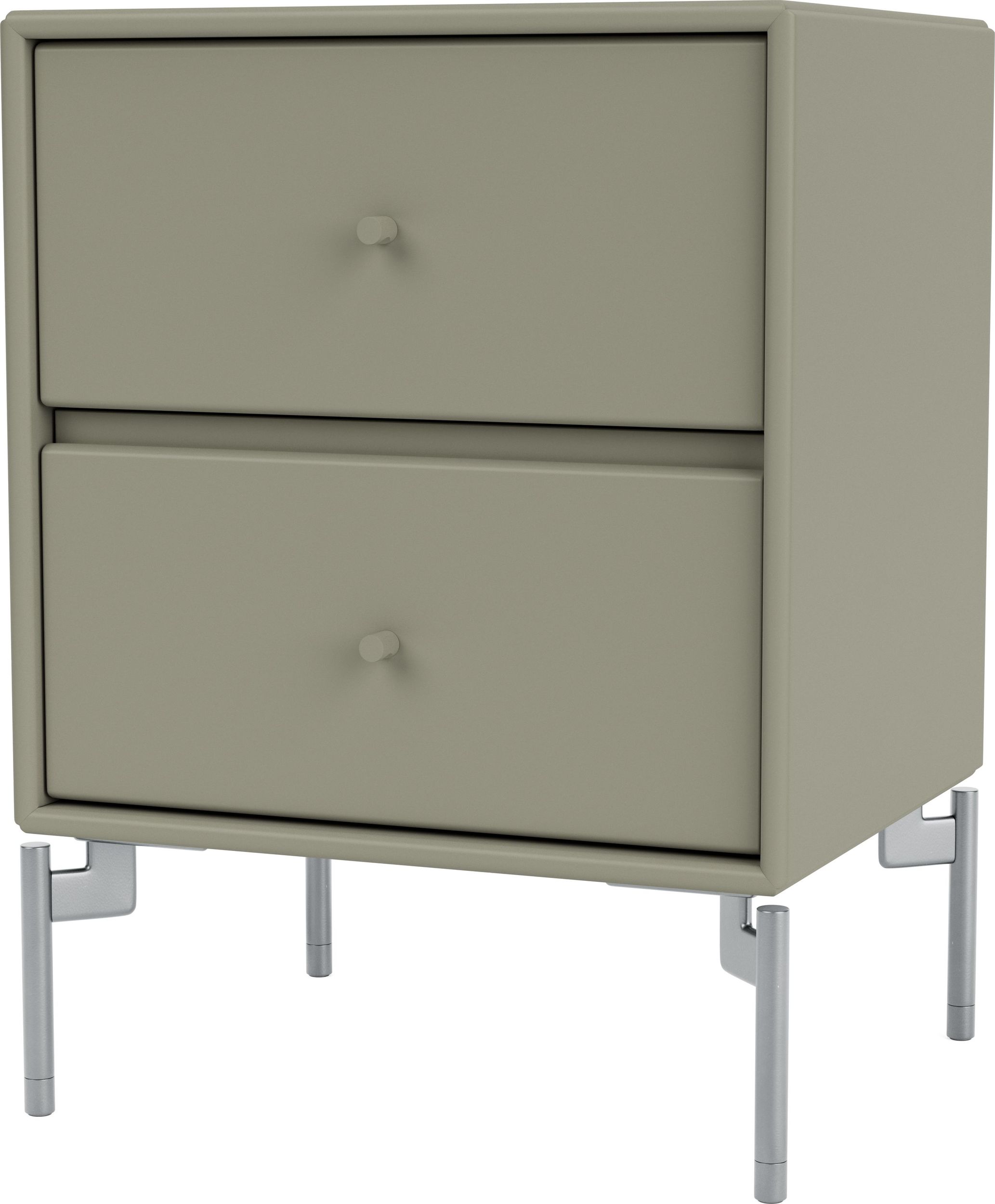 Szafka nocna Drift brązowozielona na chromowanych nogach