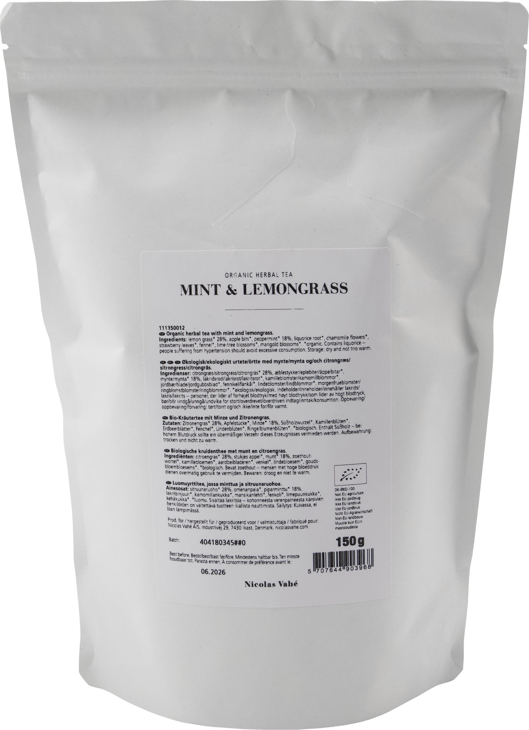 Herbata ziołowa bio Mint & Lemongrass 150 g