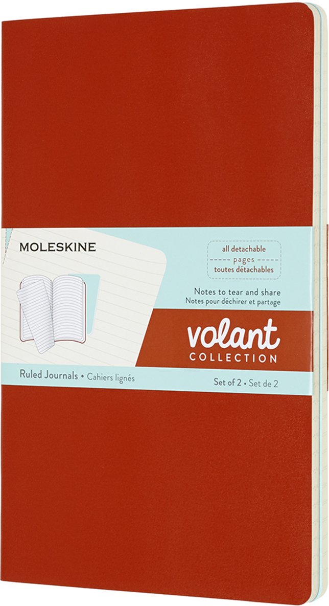 Zeszyty w linię Moleskine Volant L pomarańczowy i błękitny 2 szt.