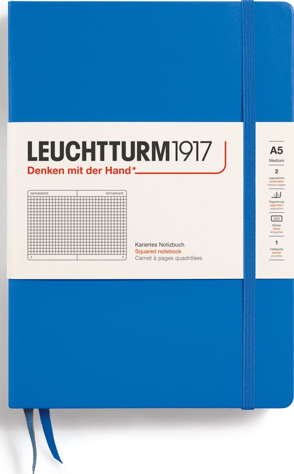 Notes w kratkę w twardej oprawie Leuchtturm 1917 A5 251 stron niebieski 80 g/m²
