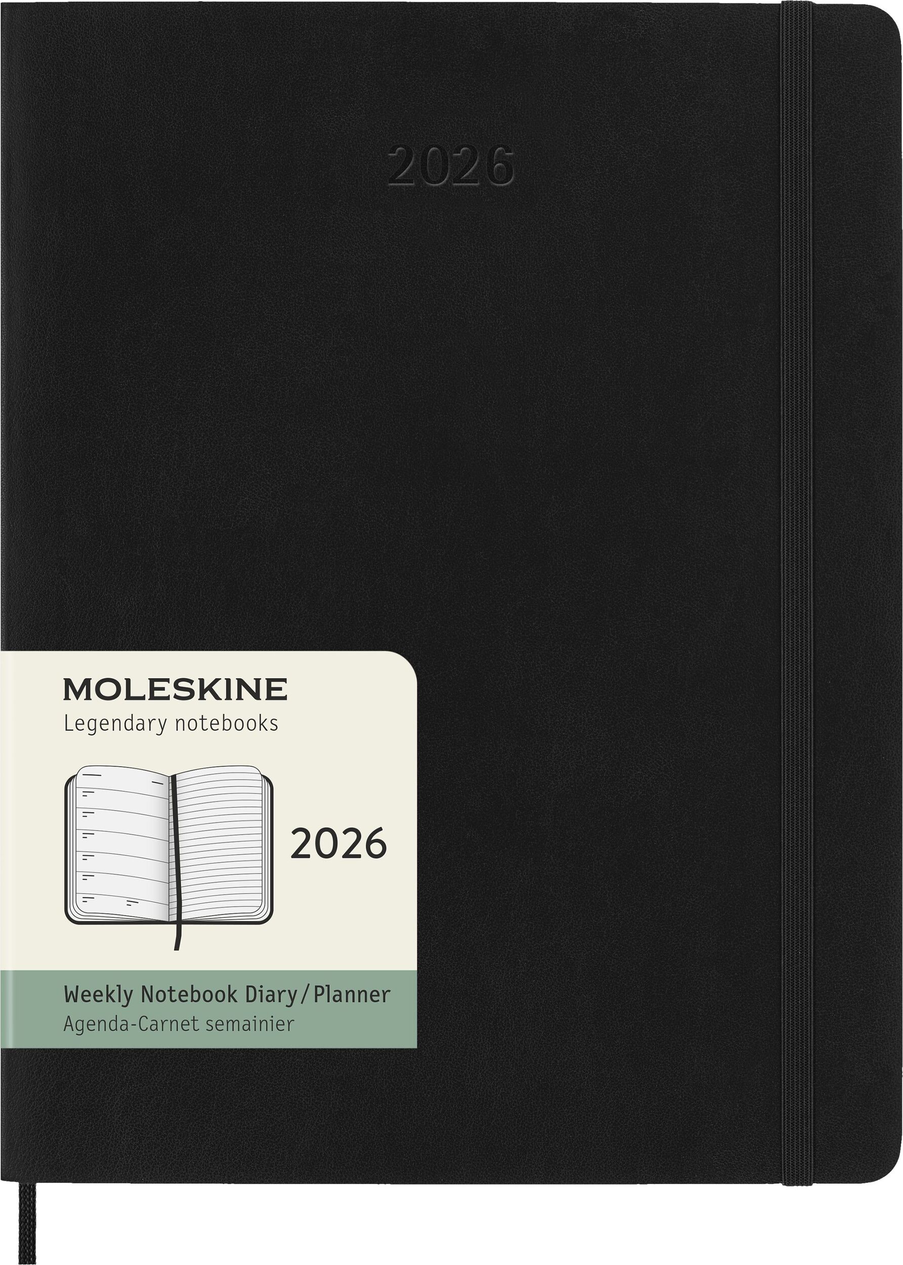 Kalendarz tygodniowy w miękkiej oprawie Moleskine 2026 12M XL czarny