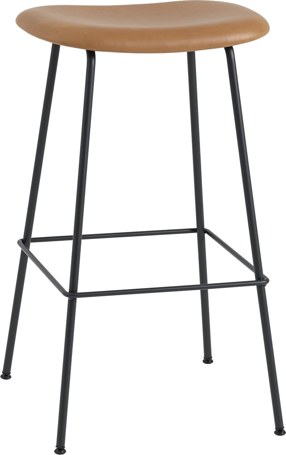 Stołek barowy Fiber Tube Refine Leather Cognac 75 cm tapicerowany