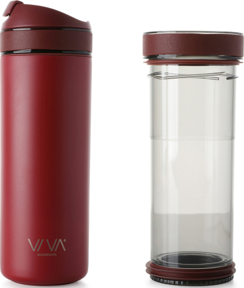 Kubek termiczny Recharge Anytime bordowy z zaparzaczem