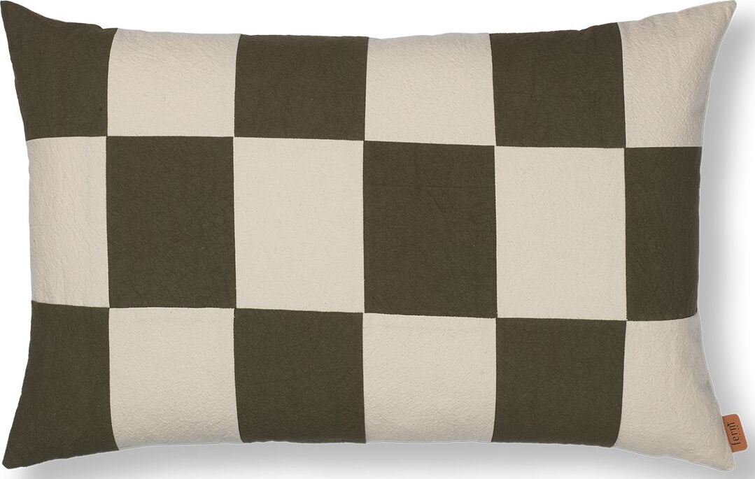 Poduszka dekoracyjna Fold w kratkę 40 x 60 cm oliwkowo-beżowa