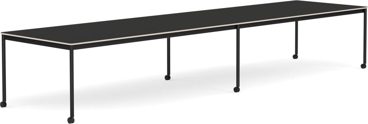 Stół na kółkach Base 110 x 440 cm czarny nanolaminat nogi czarne