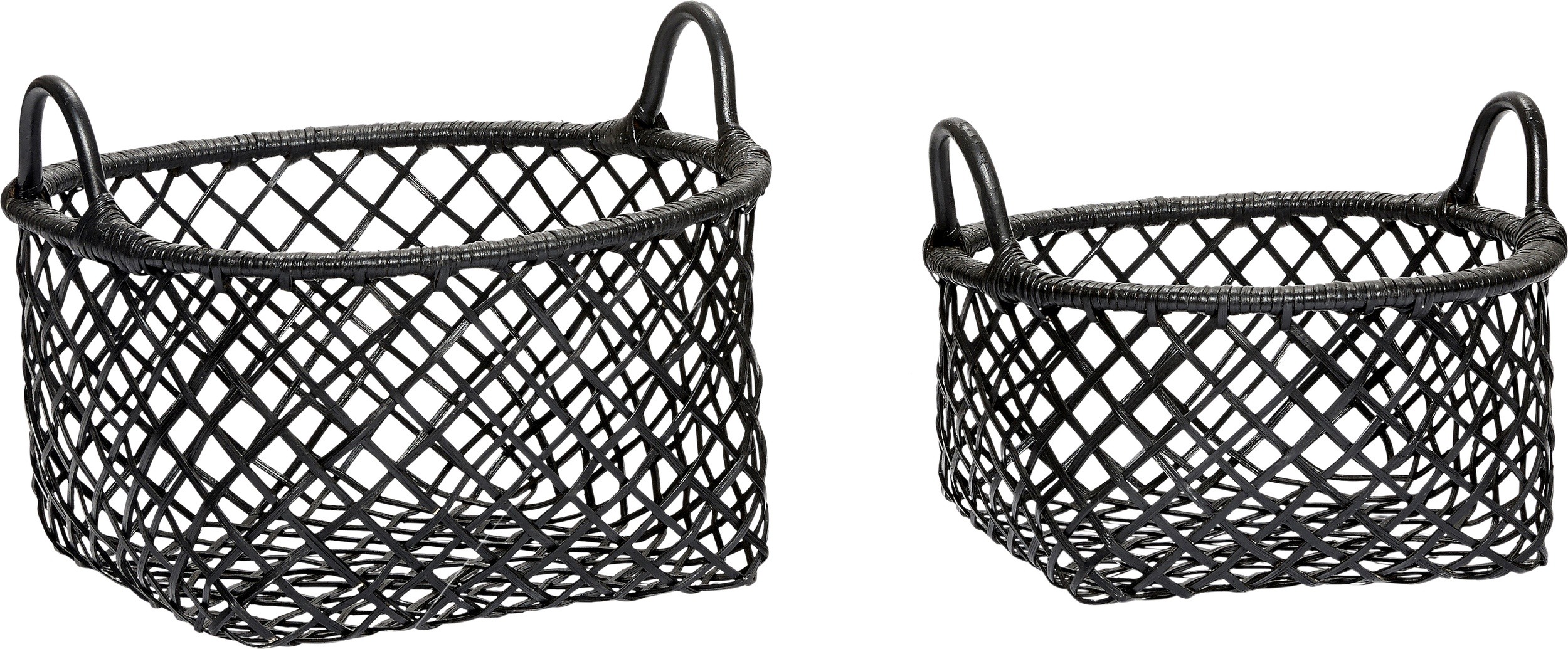 Koszyk Hübsch czarny rattanowy 2 szt.