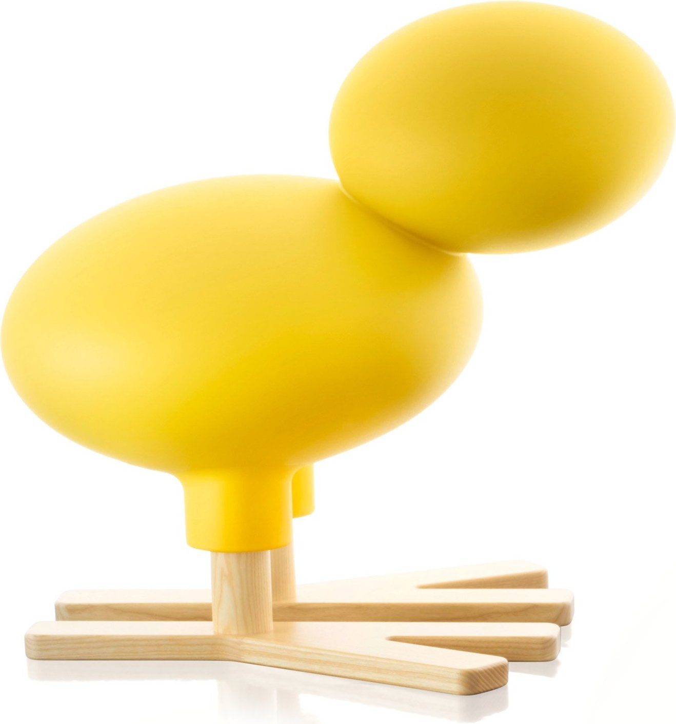 Zabawka Happy Bird L żółta z nogami z naturalnego jesionu