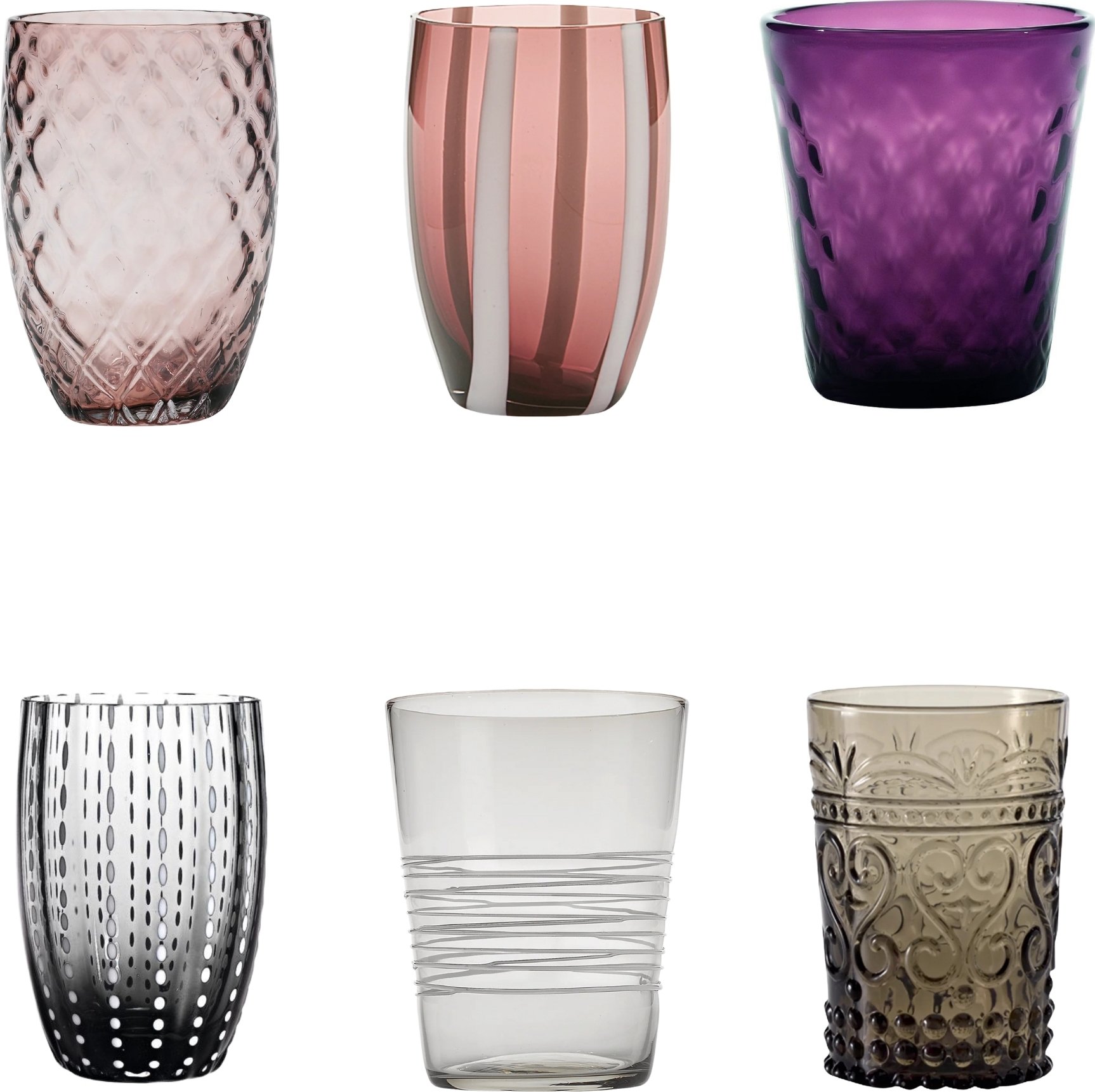 Szklanki Melting Pot szare i ametystowe 6 szt.