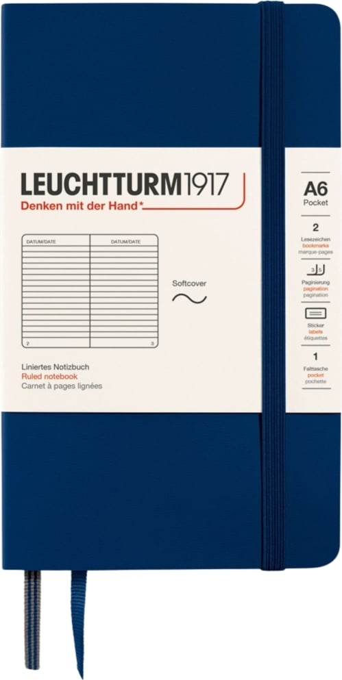Notes w linię w miękkiej oprawie Leuchtturm 1917 A6 123 strony granatowy 80 g/m²