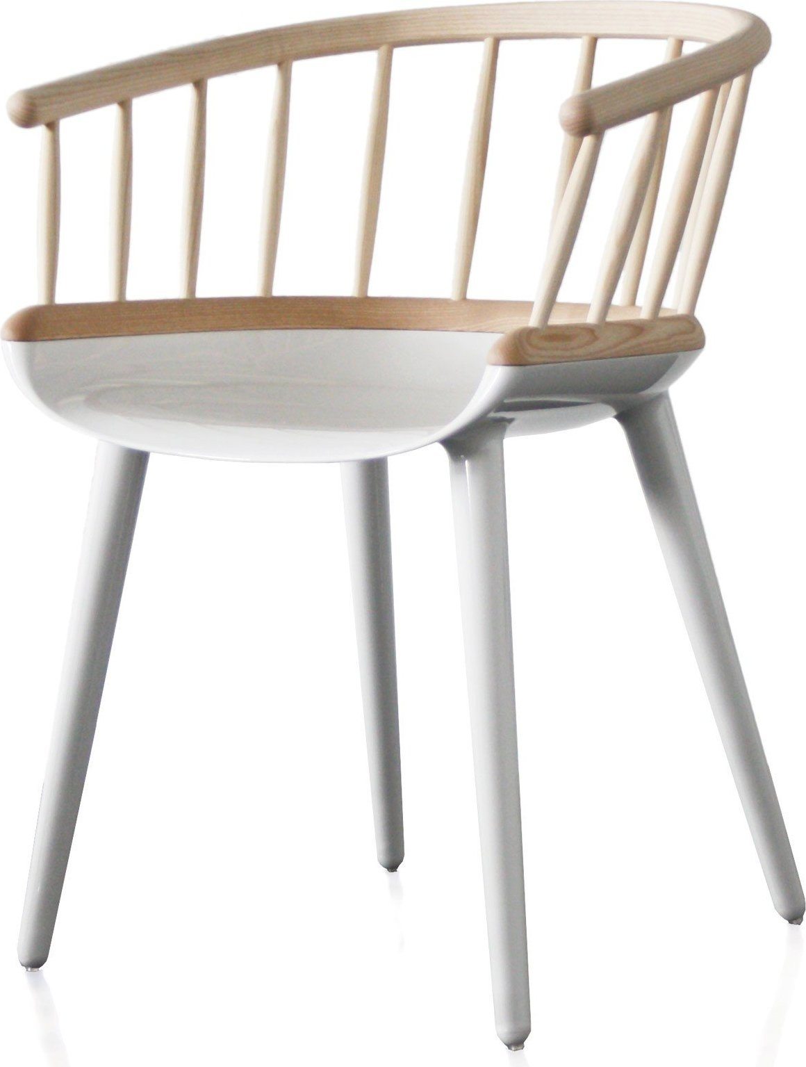 Krzesło Cyborg Stick biała rama dębowe oparcie