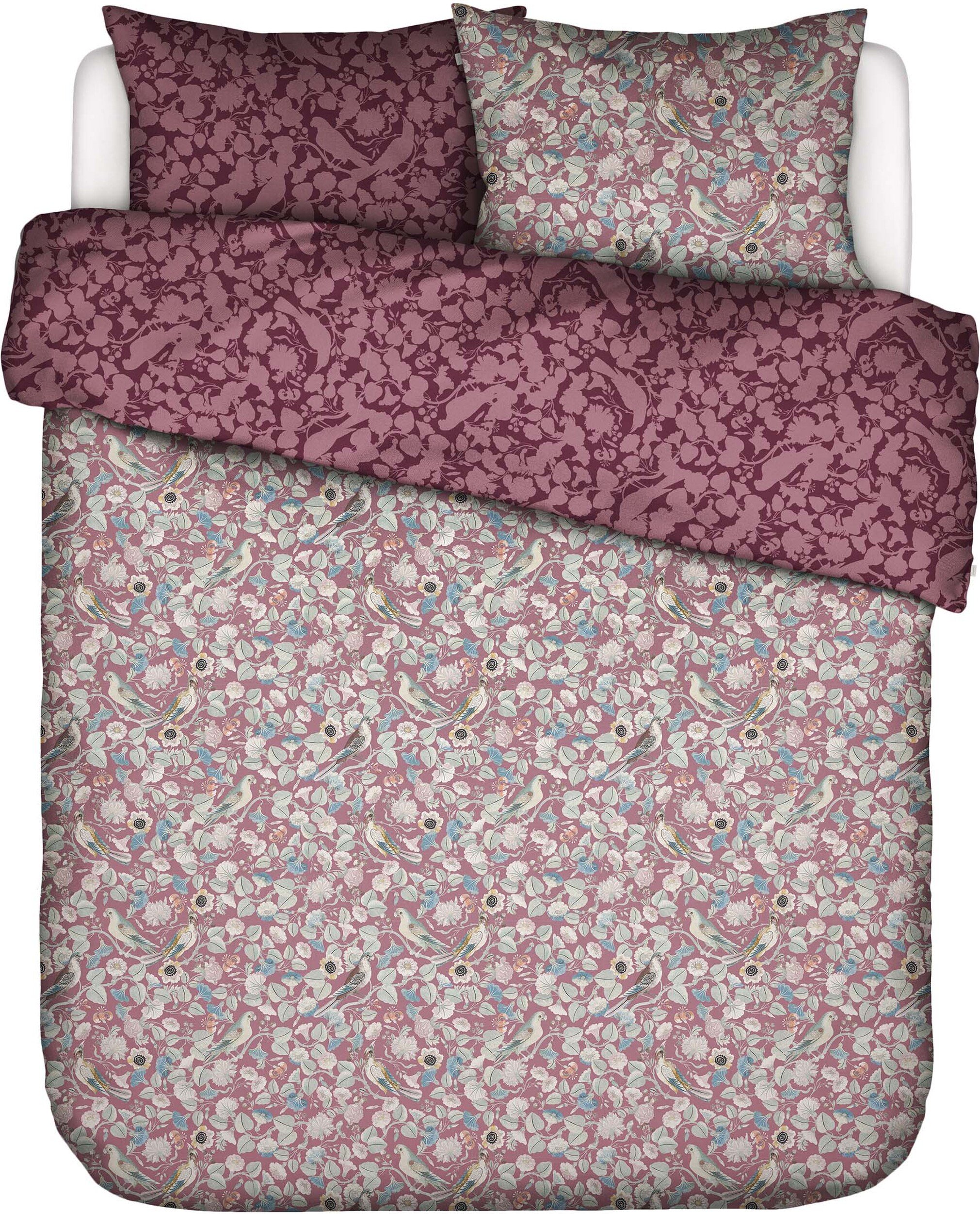 Pościel Aleste 240 x 220 cm czerwona z 2 poszewkami na poduszki 60 x 70 cm zapięcie flap