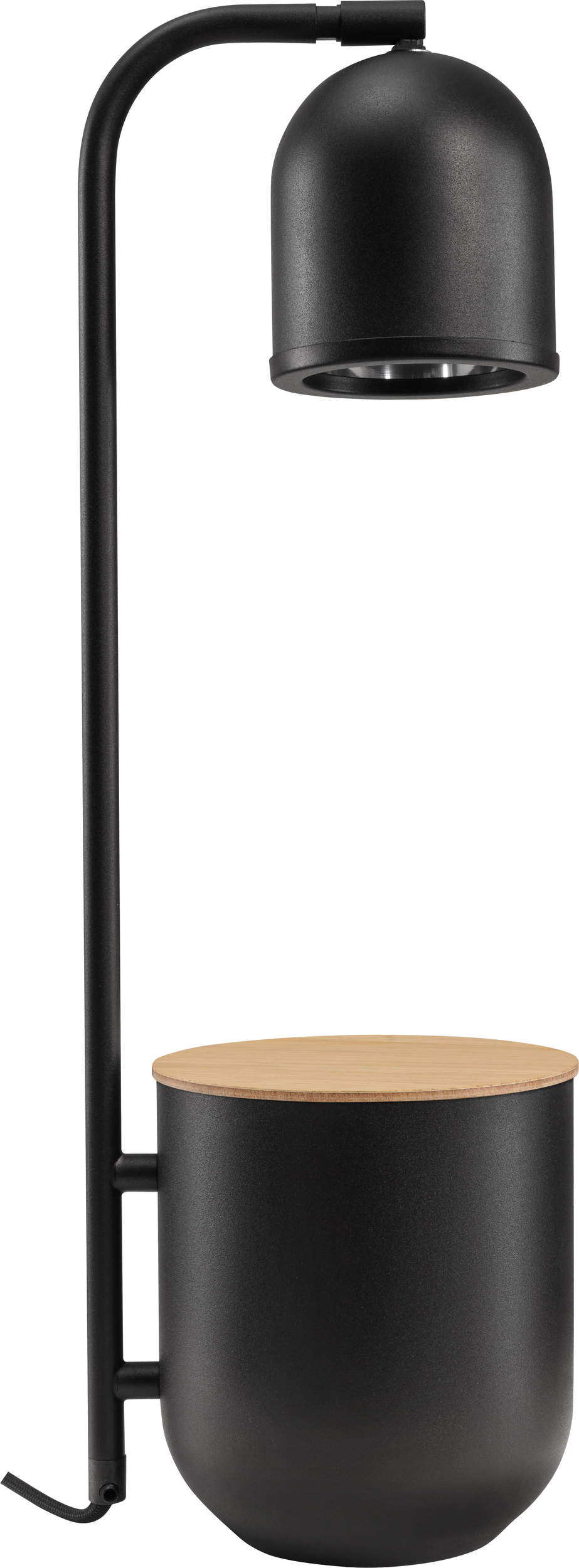 Lampa stołowa Botanica czarna z pojemnikiem z drewnianą pokrywką