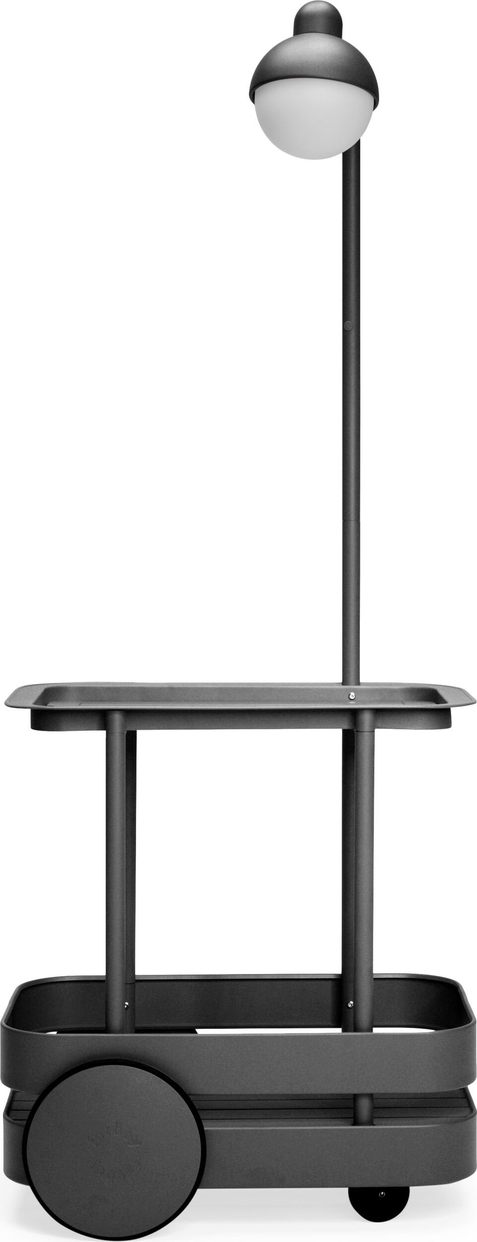 Stolik na kółkach Jolly czarny z lampą