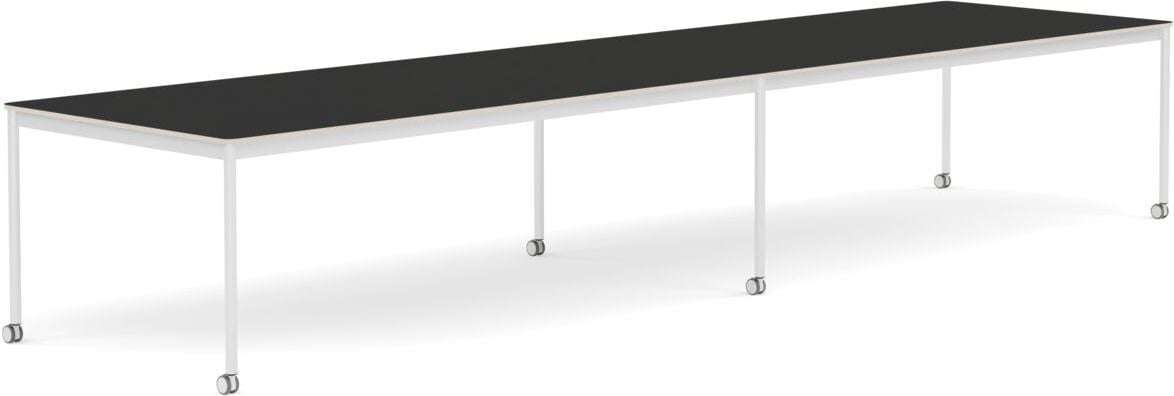 Stół na kółkach Base 110 x 440 cm czarny nanolaminat nogi białe