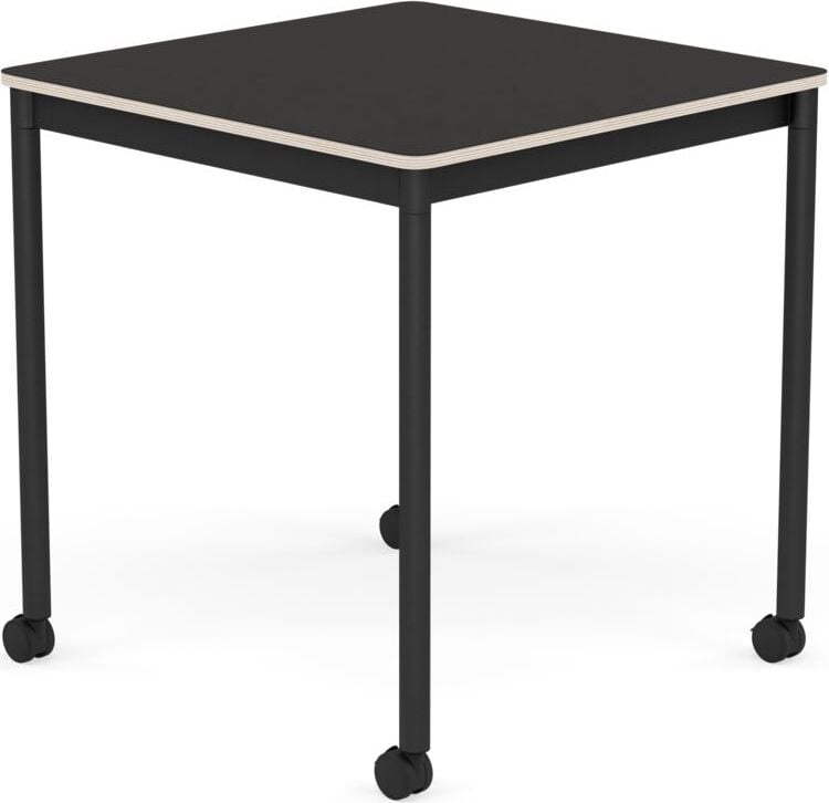 Stół na kółkach Base kwadratowy 70 cm czarny linoleum nogi czarne